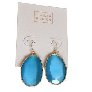 14th & Union Blue Gold Tone Oval Drop Earrings NWT Gift